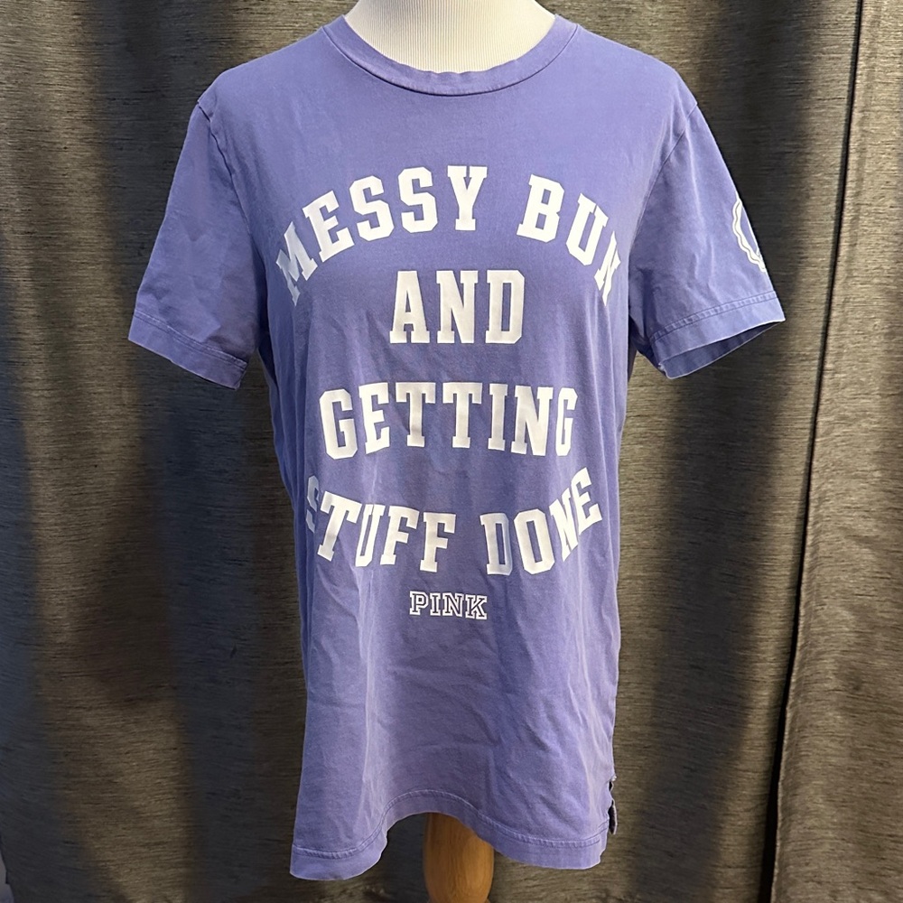 PINK Victoria's Secret Lavender Tee with White Logo